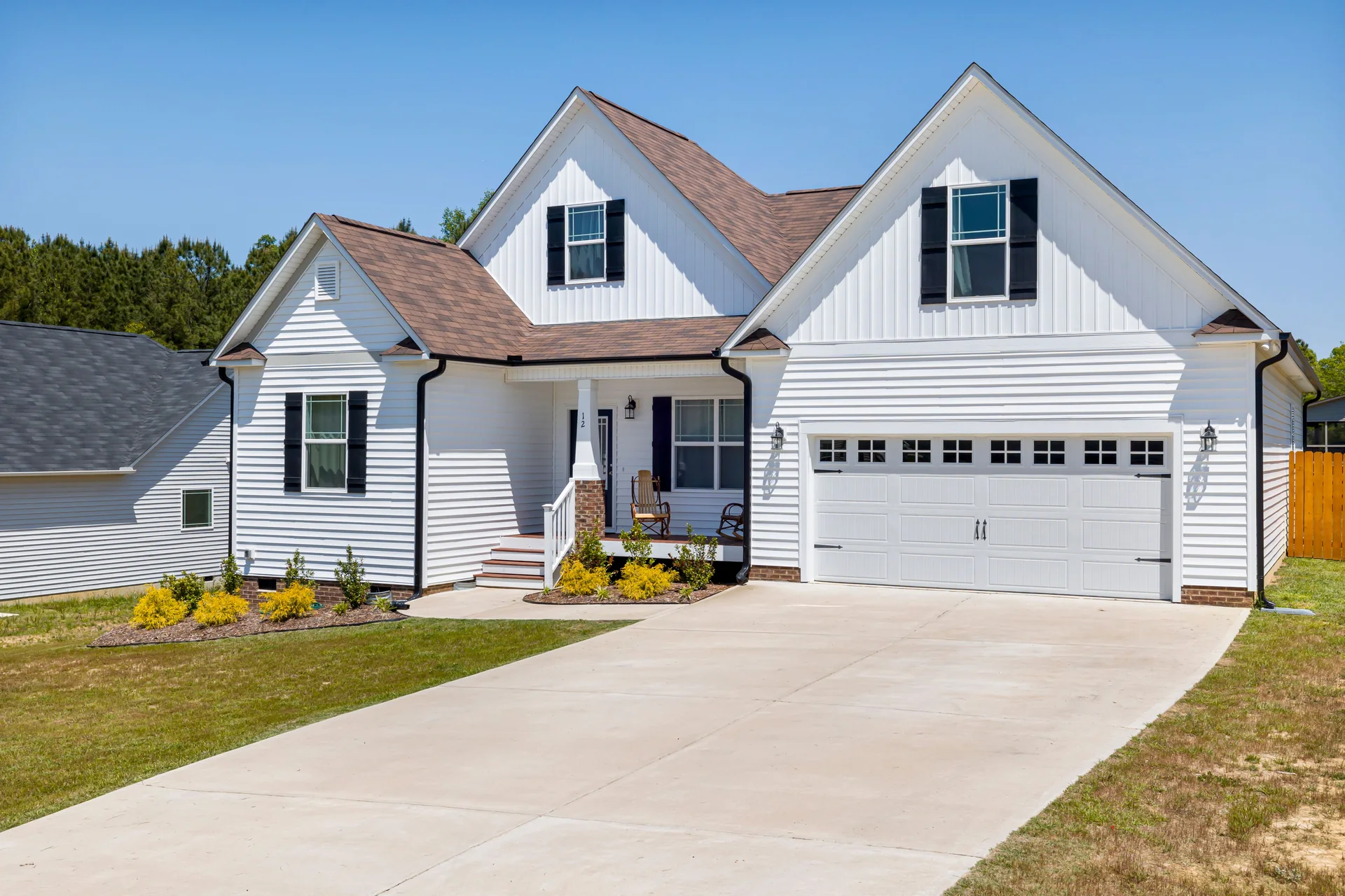 Modern residential home with a sectional garage door